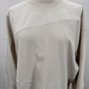 Lululemon Perfectly Oversized Crew Patched Sweatshirt Womens Size 8 Ivory Ribbed